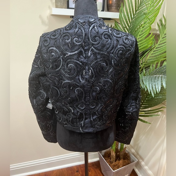 Express Beaded Black Crop Jacket Blazer Large - Picture 10 of 10